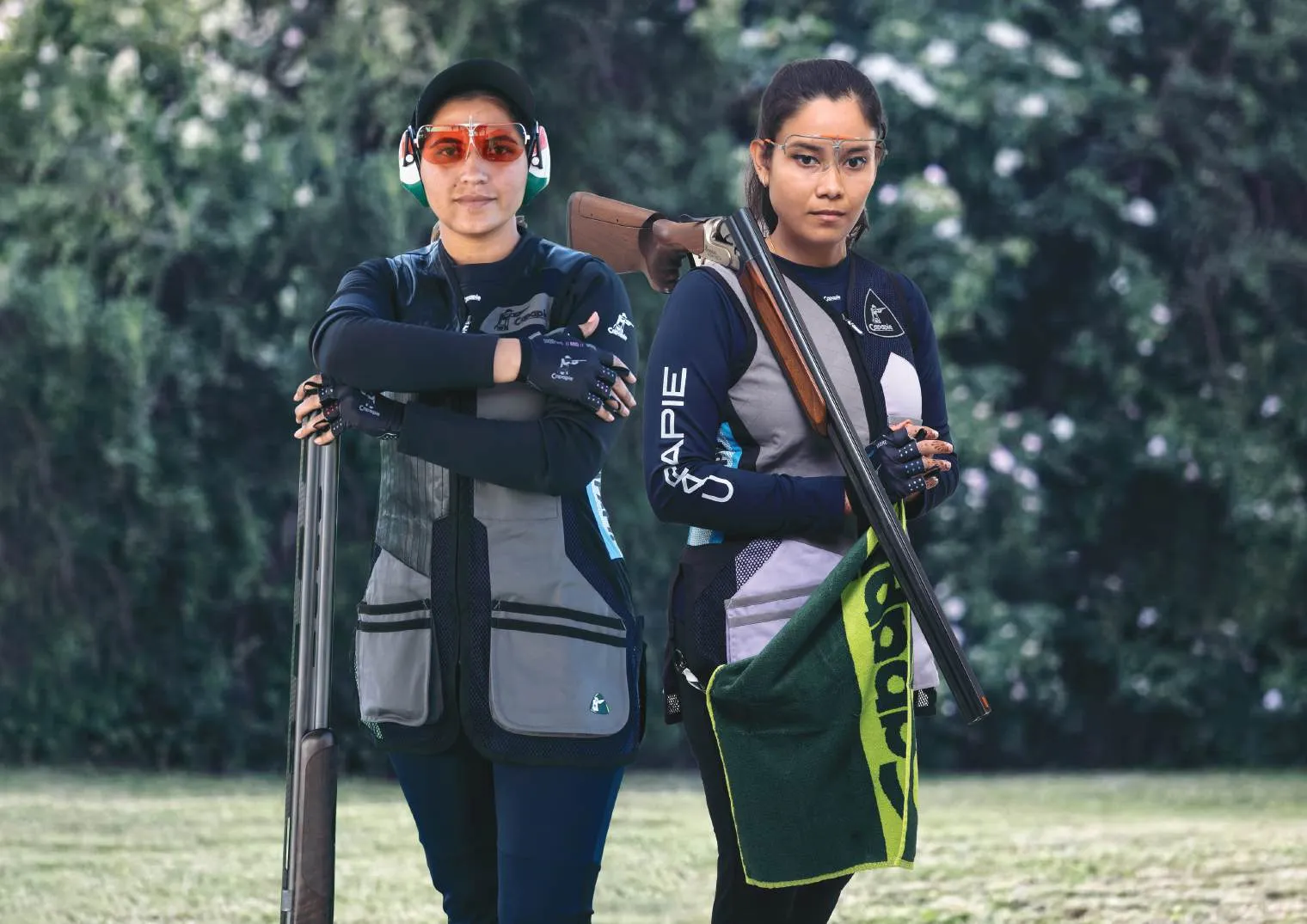 Two competitive shooters wearing Capapie Trap and Skeet shooting vests
